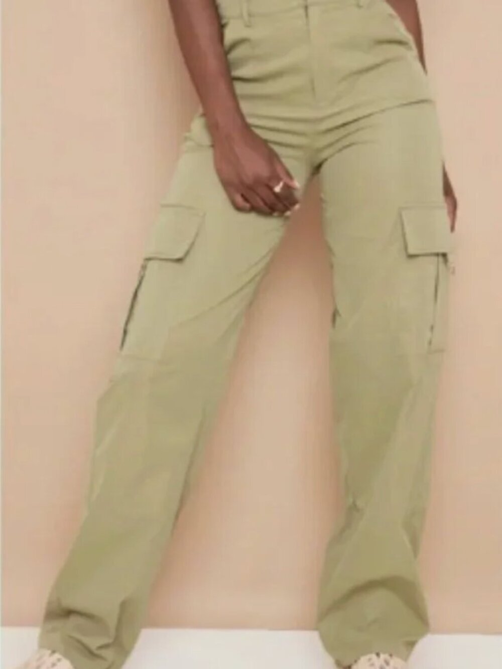 Pretty Little Things Shape Khaki Buckle Wide LegCargo Pants